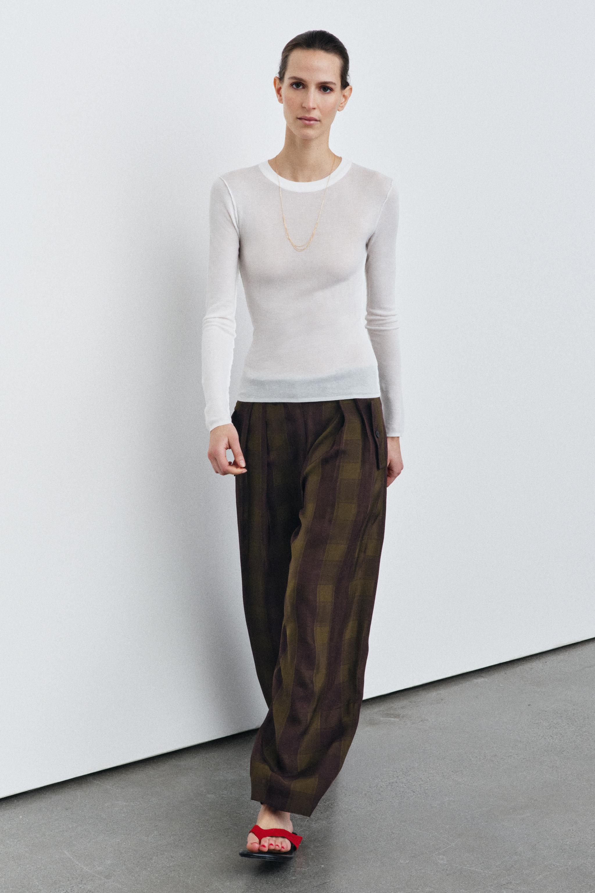 PANTALON FLUIDE À CARREAUX ZW COLLECTION